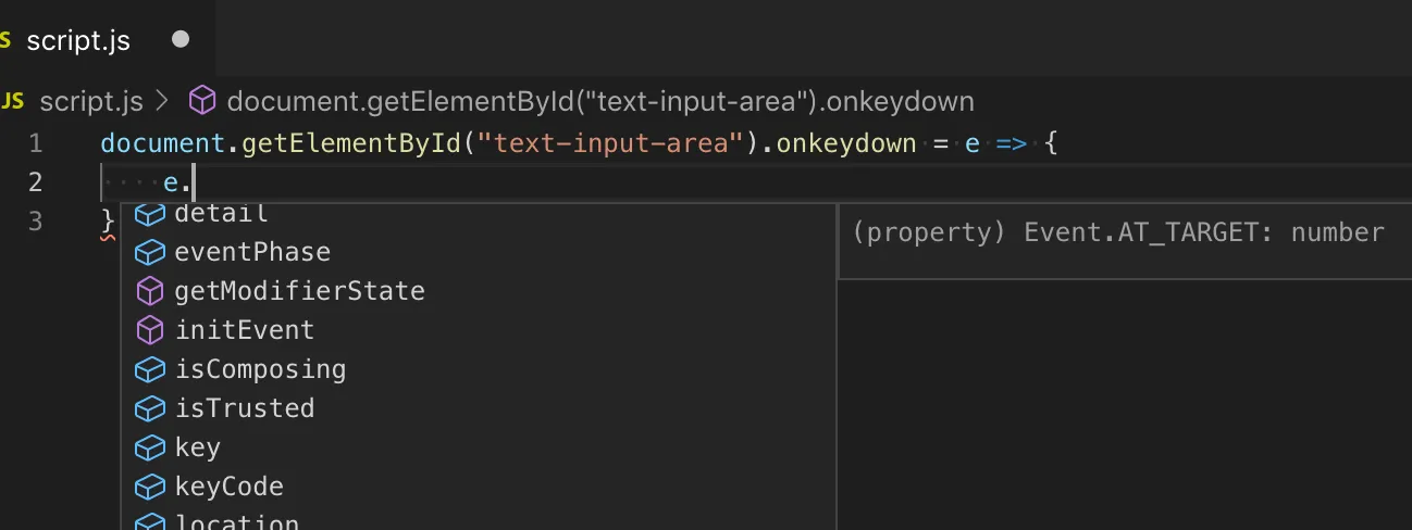 補完を使用して使用可能なプロパティ・メソッドを調べる